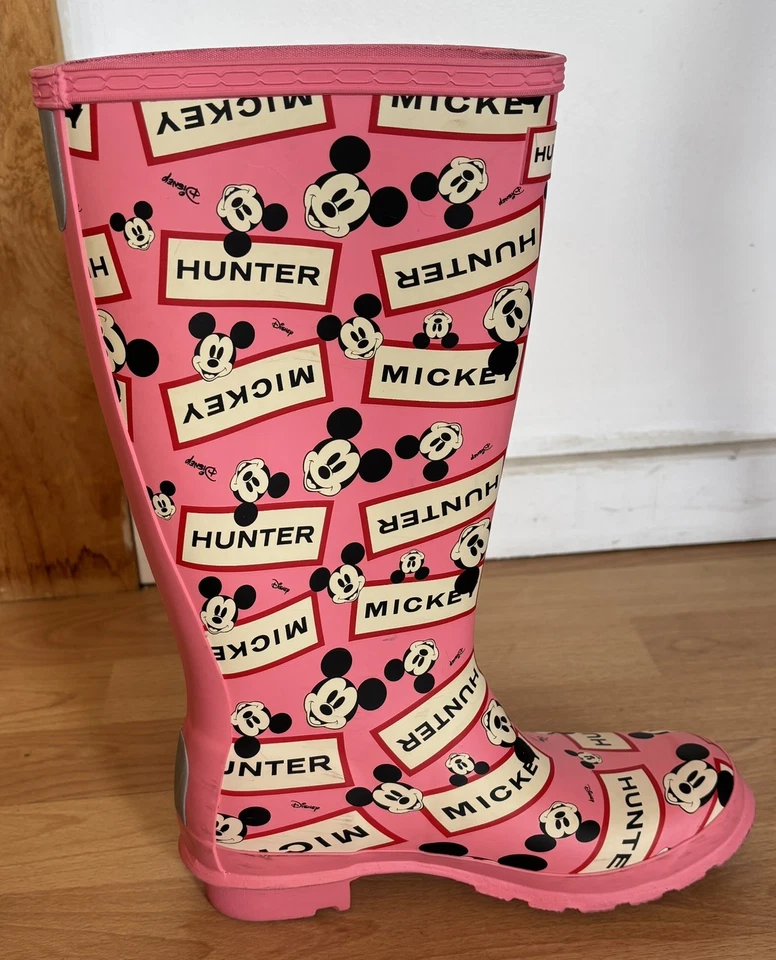 Disney Hunter Pink Rain Boots Youth Sz Boy5/Girl6 Mickey Mouse Rain Boots - Image 4 of 4