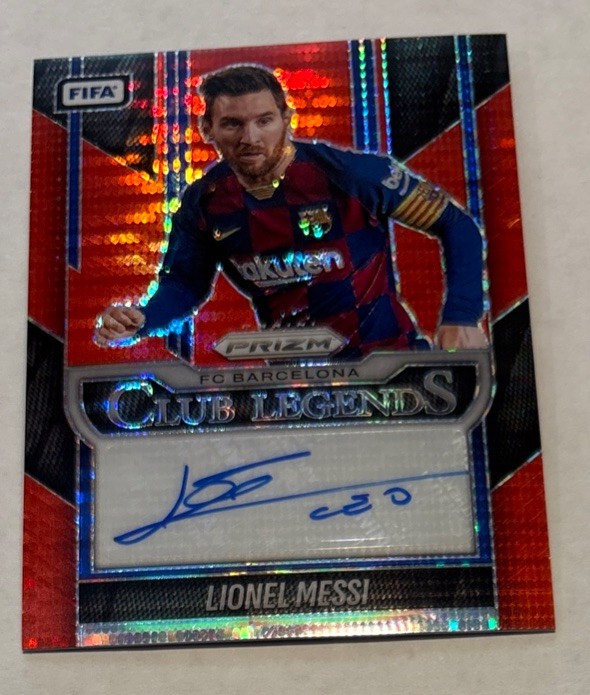 Lionel Messi 2025-26 Panini Prizm Fifa Club Legends Red Pulsar Auto #CL-LM Rare