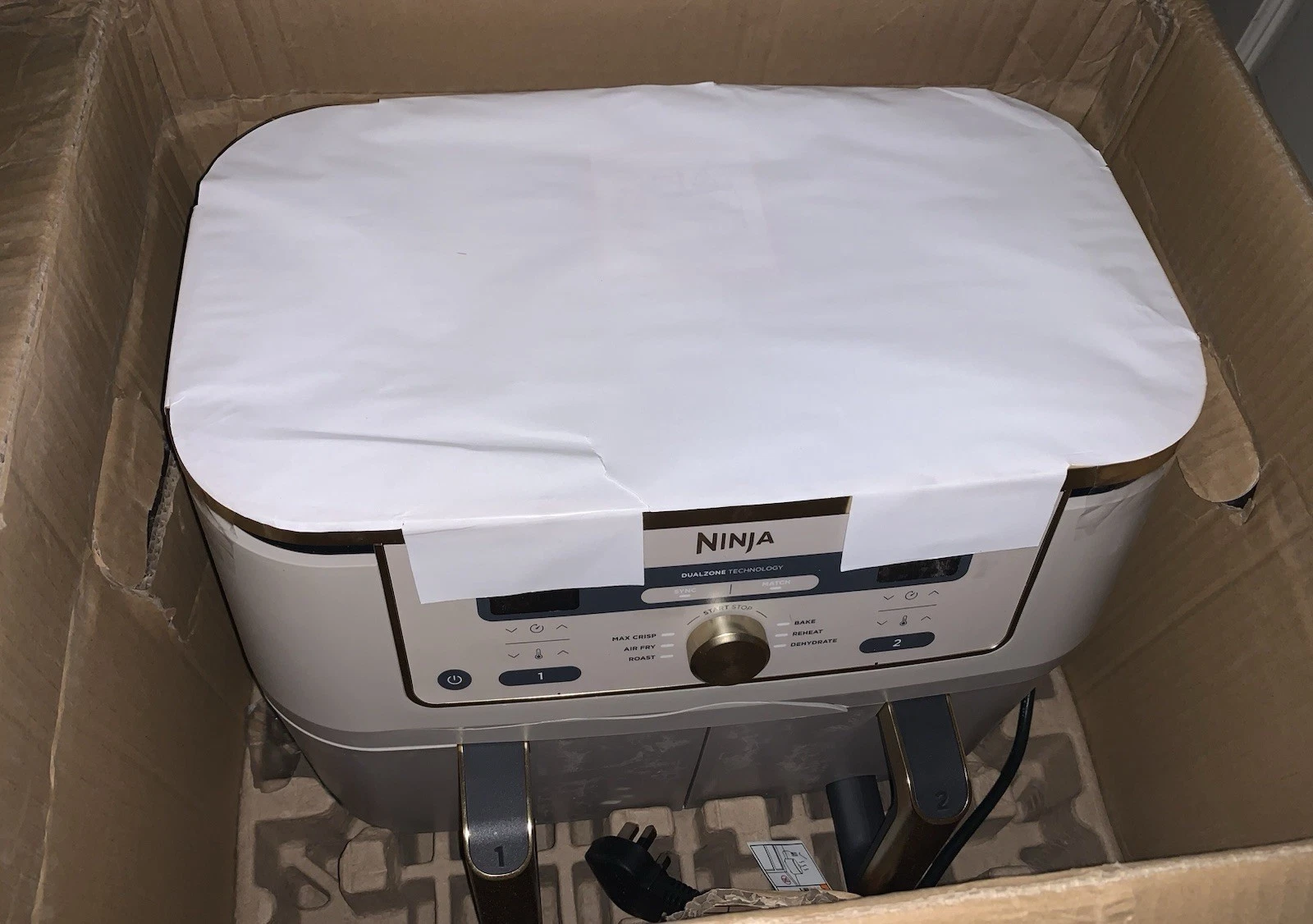 Ninja Foodi MAX Dual Zone *Air Fryer DZ400UK 9.5L Recipe Book Stone Gold *Boxed