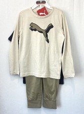 Puma NWT Boys 3-Piece Cotton Jersey SS/LS Jogger Set Tan Olive Black size 4T
