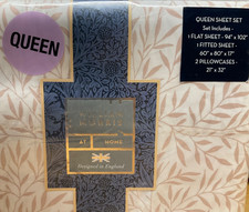 William Morris QUEEN SHEET SET LEAF/PLASTER PERCALE 100 cotton OEKOTEX NWT 