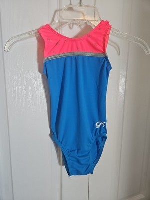 GK Leotard Size CS Child Small Blue Pink Hearts