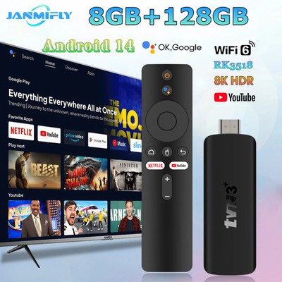 TVR3+ Dual UI Interface TV Stick 8K HD WIFI 6 für Android 14.0 RK3518 Quad Core