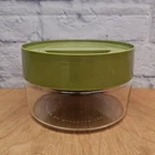 Vintage 70's Pyrex See N Store Canister Avocado Green Plastic Lid  6" Diameter