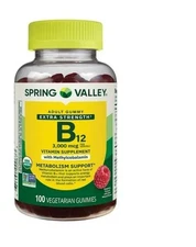 Spring Valley Vitamin B12 Vegetarian Gummies Raspberry 3000mcg 100 Count