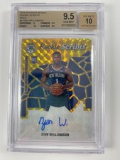 2019-20 PANINI MOSAIC ZION WILLIAMSON ROOKIE SCRIPTS GOLD AUTO RC /25 BGS 9.5-10