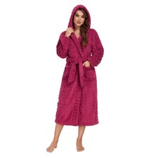 RONGTAI Women  s Luxury Plush Absorbent Bathrobe Extra Long Fleece Robe with Hood