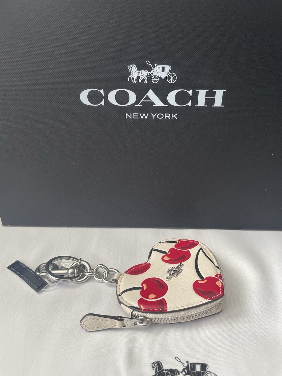Coach Heart Coin Pouch Bag Charm With Cherry Print | eBay