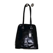 ADAX Black Shoulder Bag Silver Hardware Zip C...