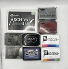 9 Ink Pad Lot; Ranger Jet Black, Memories Rainbow And Rubber Stampede