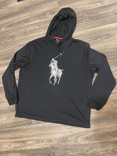 Polo Ralph Lauren Hoodie TShirt Large Black Pony Cotton Mens Pullover Big Pony