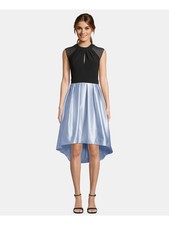 BETSY & ADAM Womens Sheer  Silk Silk Cap Sleeve Keyhole Midi Party Hi-Lo Dress