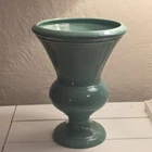 Vintage Haeger Pottery Matte Green Art Deco Vase 9.5  x 7.25 W⁴"