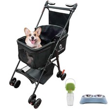 XL Extra-Large Pet Stroller, Running Travel Pet Cart with Weather Cover, Cat ...
