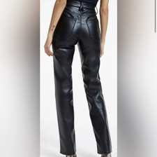 Good American GOOD ICON Black Faux Leather Straight Leg Pants 6 / 28