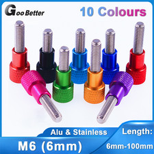 M6 Knurled Thumb Screws Aluminum Stainless Steel Hand Tighten Grip Knob Bolts