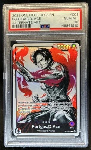 2023 One Piece Portgas.D.Ace Alternate Art Leader #OP03-001 PSA 10 GEM MINT