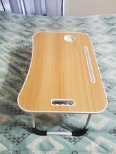ICE ARMOR Laptop Tray Lap Desk Stand Foldable Bed Table Cup Slot White