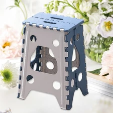 18 Inch Folding Step Stool 400 LBS Capacity Heavy Duty Step Stool (White)