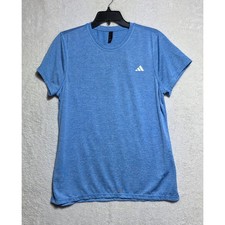 Adidas Women's Heather Blue Short Sleeve Performance Training T-Shirt Size L