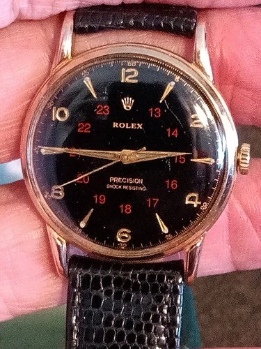 Vintage Rolex Watch Canadian Military 10k Yellow Gold Case &Buckle Manual 1940’s