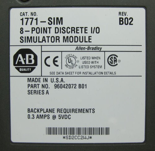 Allen-Bradley 1771-SIM 8-Point Discrete I/O Simulator Module - Picture 2 of 3
