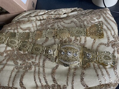 Ref3 marokkanischer Gold Kaftan Gürtel, Braut Hochzeitsgürtel & europäisches Partykleid Metall