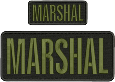 MARSHAL EMBROIDERY PATCH 4X10 AND 2X5 HOOK ON BACK BLACK/OD GREEN