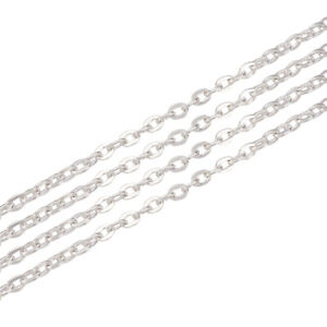 10.9yrd Silver Color Oval Cross Chains Cable Chains Jewelry Making 3x2x0.6mm 