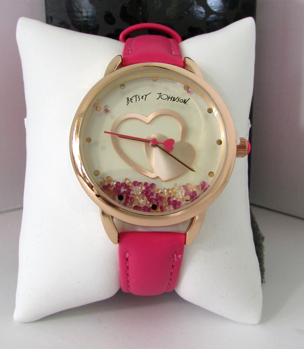 Betsey Johnson Pink Heart Watch Floating Hearts Charms NWT  display picture 3