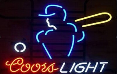 Coors Light Baseball Player Beer 20''x16'' Neon Sign Bar Real Glass Light Club