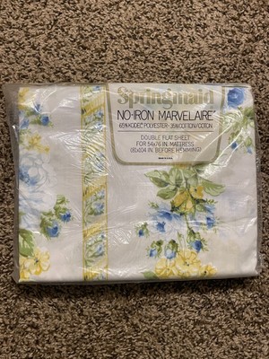 Vintage No-Iron Marvelaire by Springmaid Double Flat Sheet FLORAL USA NOS