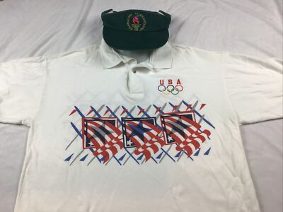 Olympics Shirt Vintage Summer Atlanta 1996 Polo & Visor Hat  display picture 3