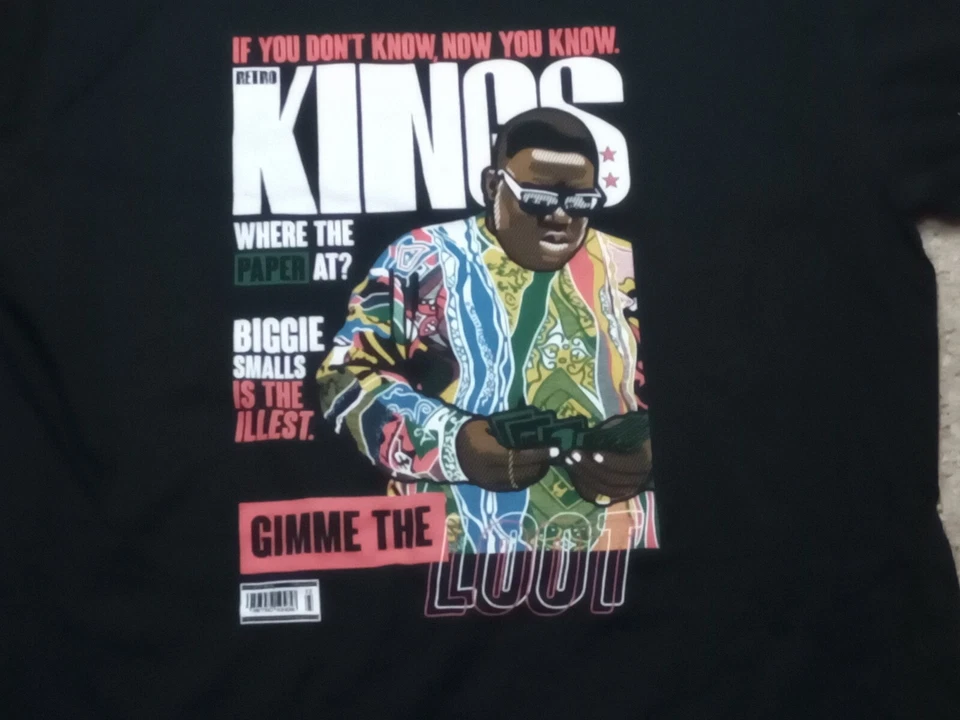 Men's XL Biggie Smalls T Shirt Short Sleeve Used Retro Graphics - Image 3 of 4