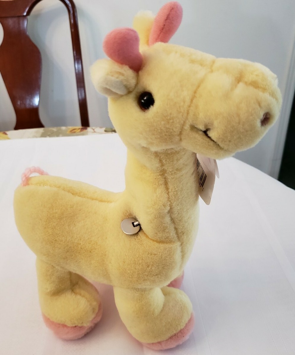 Vintage Dakin 13” Musical baby toy Stuffed Plush Yellow Giraffe