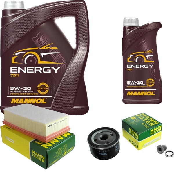 MANN-FILTER Inspektionspaket Mannol 6L 5W-30 Energy FüR Renault Clio Iii 1.6 16V-image