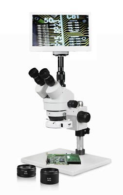 Parco Simul-Focal Trinocular Zoom Stereo Microscope,11.6'' HD Screen w 5MP Camera