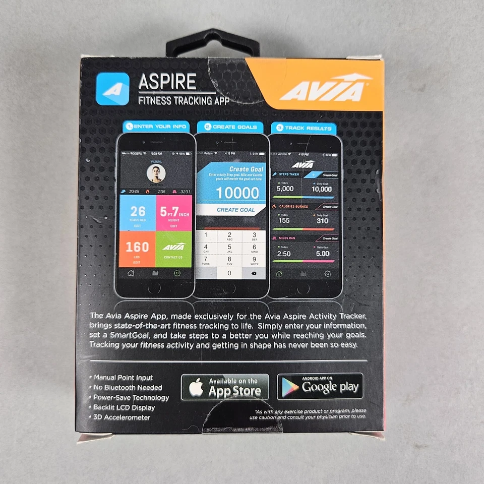 Новый черный фитнес-трекер активности AVIA Aspire совместимый с AV-CF2003B Aspire - Изображение 2 из 3