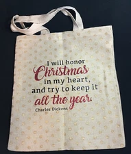 Jute Reusable Christmas Gift Tote Shopping Bag, Charles Dickens