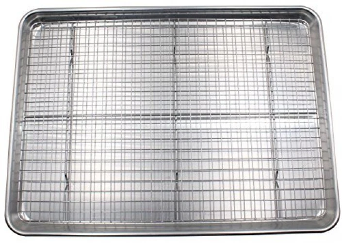 Checkered Chef Baking Sheet with Wire Rack Set 13 x 18 - 1 Pack, Silver