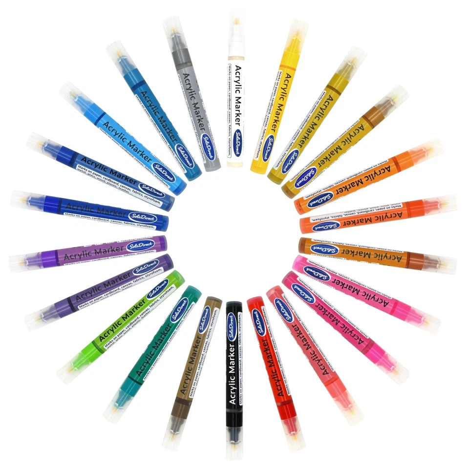 SOLADIRECT Permanent Marker Pens Acrylic Paint Non-Toxic Glass Plastic Fabric Stone Wood