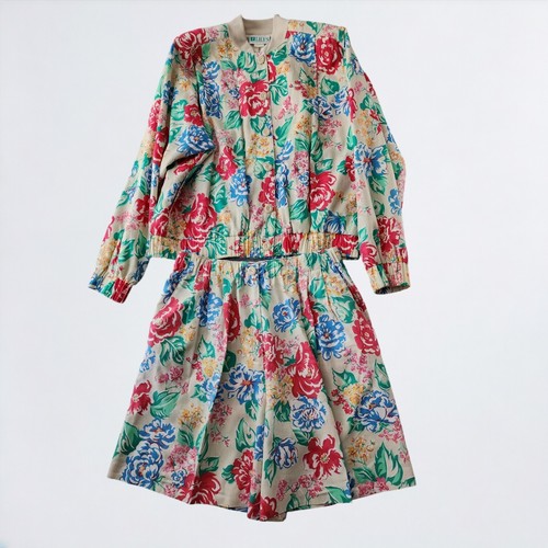 Lily's of Beverly Hills Vintage 80s Floral Track Jacket & Dress Shorts Tracksuit