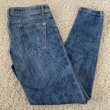 Z1975 Zara Basic Jeans Womens Sz 2 Leaf Print Skinny Denim Medium Blue