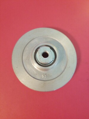 ALUMINUM 95 3 7/8'' DIAMETER THREADED INSERT PULLEY. USED -FREE SHIPPING-