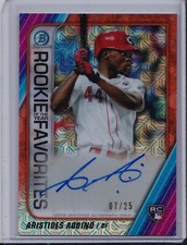 Aristides Aquino 2020 Bowman Orange Auto #d /25 Chrome Mojo Refractor Rookie ROY