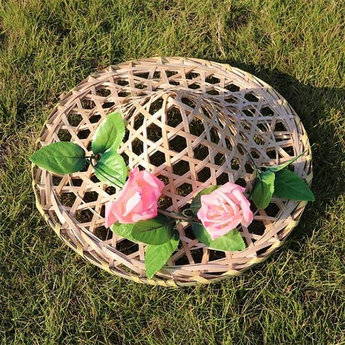 Kid Hollow Out Straw Bamboo Weaving Hat Cap Flower Leaf Outdoor Dance Props Hat - Picture 8 of 14