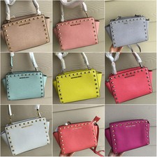 NEW Michael Kors MD Stud Selma Pastel Saffiano Leather Crossbody Handbag