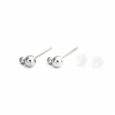 10 pcs. 304 Stainless Steel Earring Ball Posts Settings with Loop 16mmx6mm