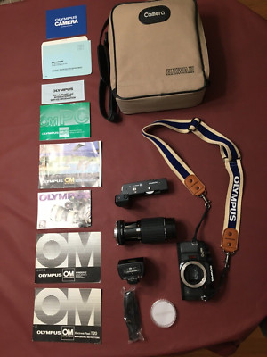Olympus OM-PC-DX Camera, 70-210 Sigma Zoom Lens, Auto Winder 2, T20 Flash, &Case