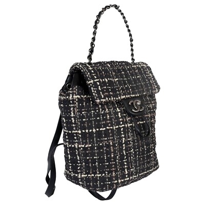 にー 70530 auth CHANEL black brown cream 2016 SMALL URBAN SPIRIT TWEED